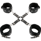 DARKNESS - BLACK LEATHER FOOT AND HAND CUFFS